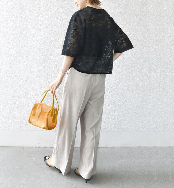 SHIPS for women「〈手洗い可能〉オーガニック コットン レース ショート スリーブ プルオーバー」|Tシャツ・カットソー|