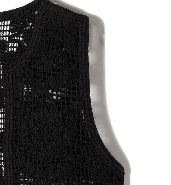 SHIPS for women「〈手洗い可能〉エンブロイダリー ニット ショート ベスト」|ベスト・ジレ|