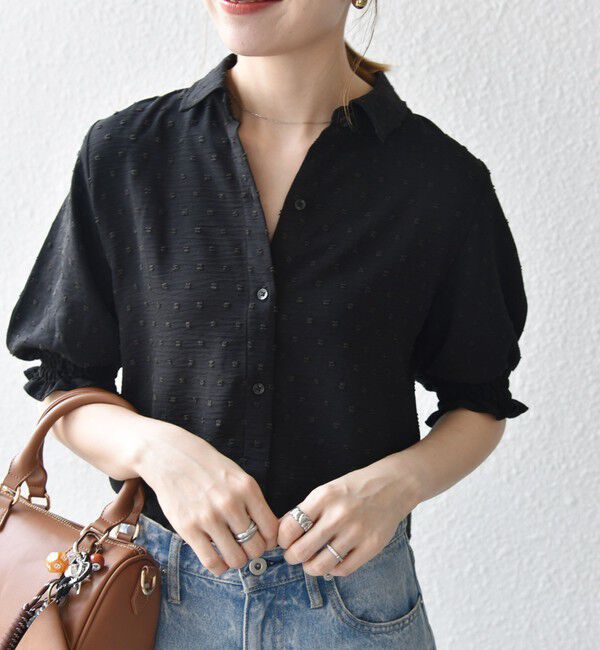 SHIPS any「SHIPS any:〈洗濯機可能〉カットドビー ジャージー パフ シャツ」|Tシャツ・カットソー|