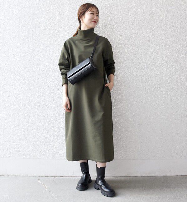 SHIPS any「SHIPS any:〈洗濯機可能〉裏起毛 リブ ハイネック ワンピース」|ワンピース|