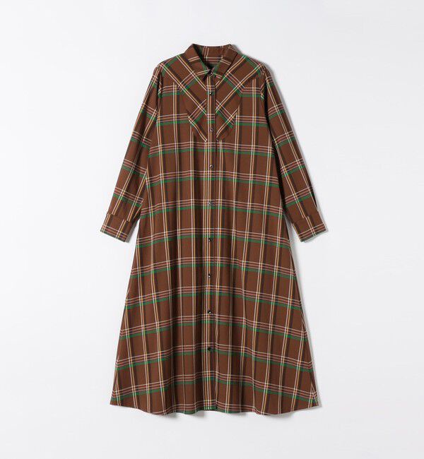 SHIPS any「SHIPS any:〈洗濯機可能〉チェック Aライン フレア シャツ ワンピース」|ワンピース|