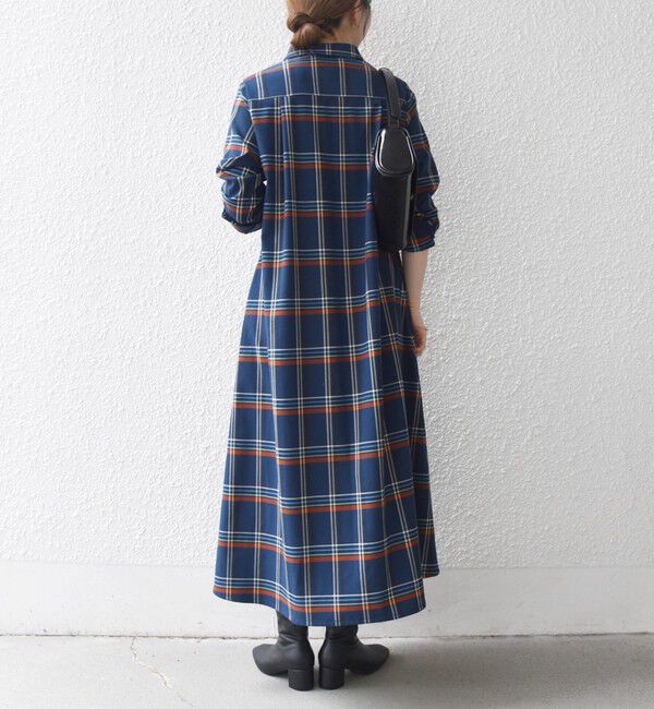 SHIPS any「SHIPS any:〈洗濯機可能〉チェック Aライン フレア シャツ ワンピース」|ワンピース|