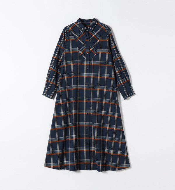 SHIPS any「SHIPS any:〈洗濯機可能〉チェック Aライン フレア シャツ ワンピース」|ワンピース|