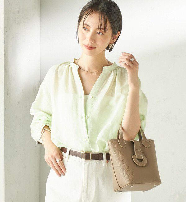 SHIPS for women「《一部追加予約》〈手洗い可能〉IMPERIAL LINEN 混 バンドカラー スキッパー シャツ」|シャツ・ブラウス|