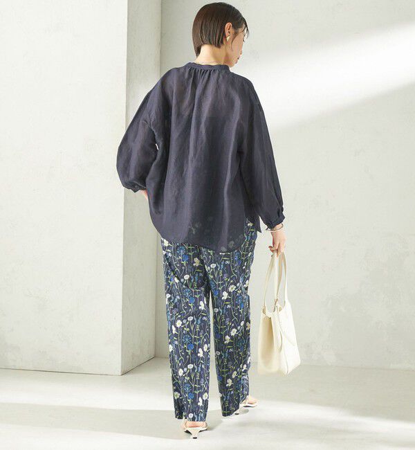 SHIPS for women「《一部追加予約》〈手洗い可能〉IMPERIAL LINEN 混 バンドカラー スキッパー シャツ」|シャツ・ブラウス|