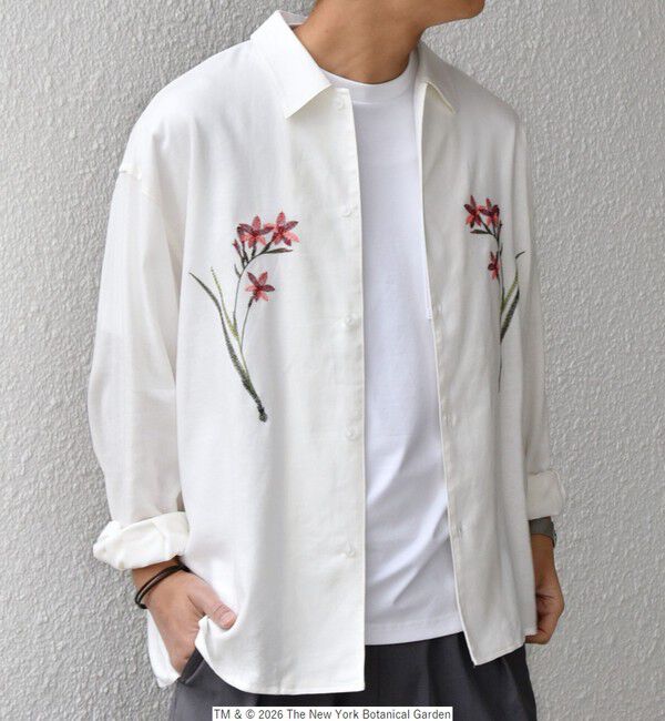 SHIPS any「【SHIPS any別注】NYBG: フラワー ロゴ 刺繍 リラックス リネン ミックス シャツ◆」|シャツ・ブラウス|