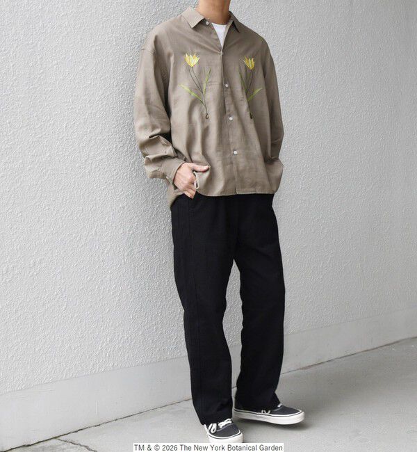 SHIPS any「【SHIPS any別注】NYBG: フラワー ロゴ 刺繍 リラックス リネン ミックス シャツ◆」|シャツ・ブラウス|