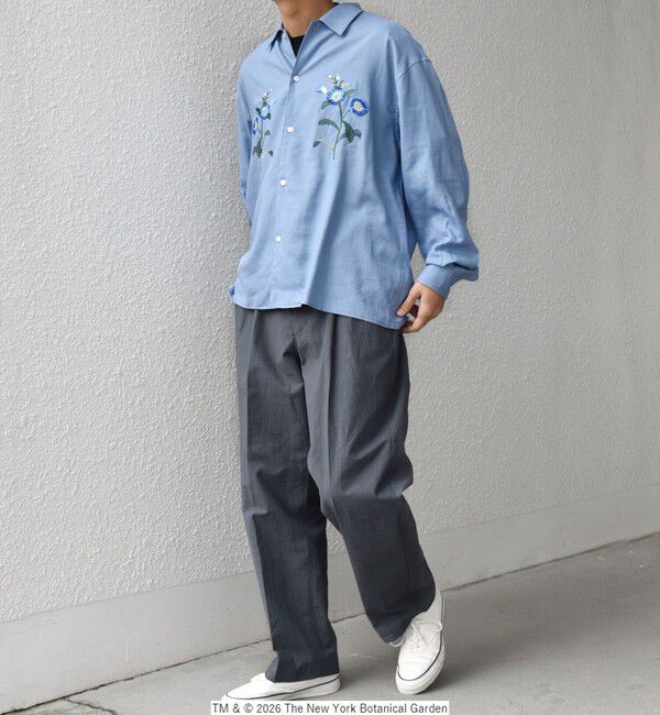 SHIPS any「【SHIPS any別注】NYBG: フラワー ロゴ 刺繍 リラックス リネン ミックス シャツ◆」|シャツ・ブラウス|