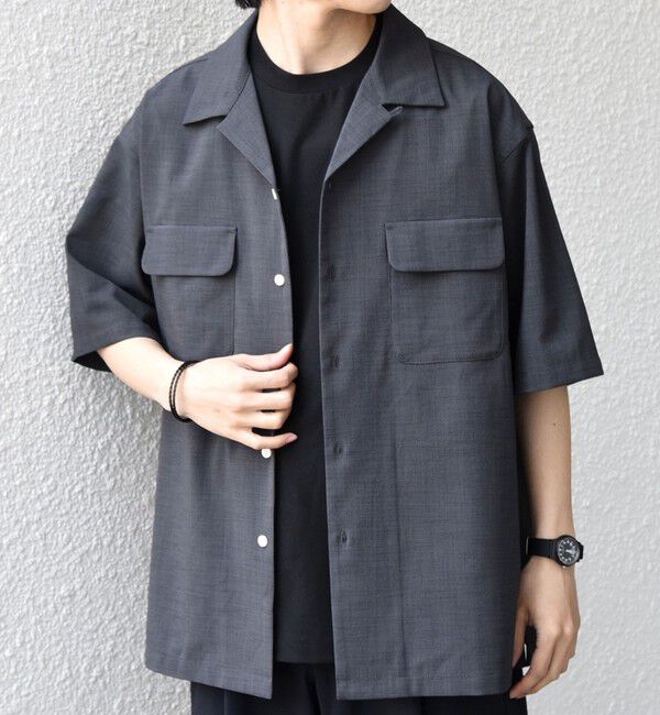 SHIPS any「SHIPS any:〈通気性/遮熱/吸水速乾〉CALCULO(R) サマー トロピカル ポケット シャツ(セットアップ対応)◆」|シャツ・ブラウス|チャコールグレー