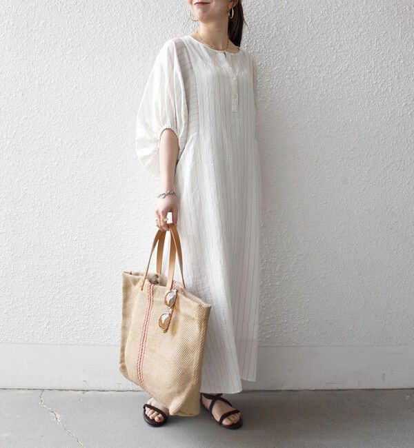 SHIPS any「《予約》SHIPS any:〈洗濯機可能〉リネン ミックス ボリューム スリーブ ワンピース」|ワンピース|