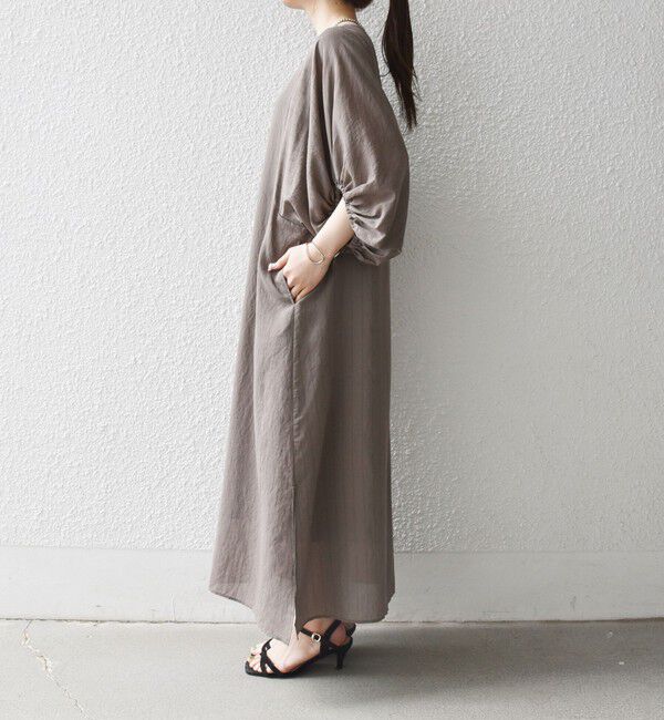 SHIPS any「《予約》SHIPS any:〈洗濯機可能〉リネン ミックス ボリューム スリーブ ワンピース」|ワンピース|