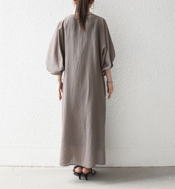 SHIPS any「《予約》SHIPS any:〈洗濯機可能〉リネン ミックス ボリューム スリーブ ワンピース」|ワンピース|