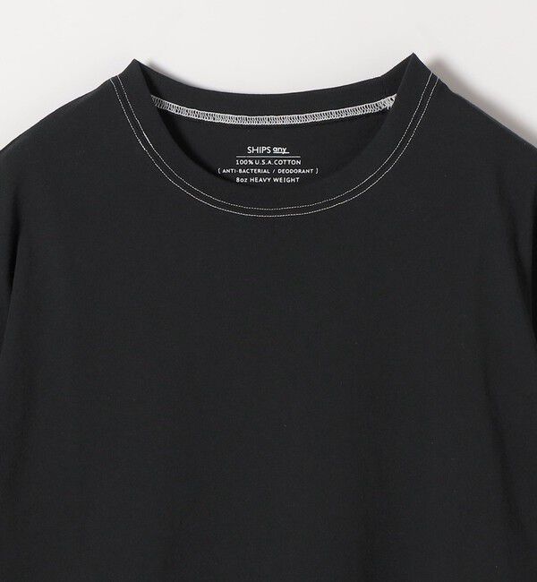 SHIPS any「《予約》SHIPS any:〈抗菌防臭/洗濯機可能〉USAコットン 配色 ステッチ ワイド TEE」|Tシャツ・カットソー|