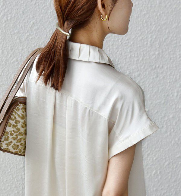 SHIPS for women「《予約》【WEB限定】〈手洗い可能〉ヴィンテージ サテン 襟 タック デザイン ブラウス」|シャツ・ブラウス|