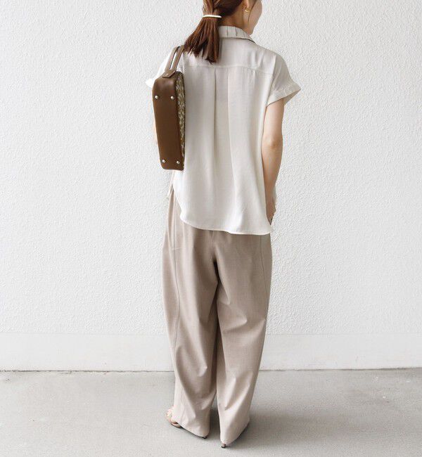 SHIPS for women「《予約》【WEB限定】〈手洗い可能〉ヴィンテージ サテン 襟 タック デザイン ブラウス」|シャツ・ブラウス|