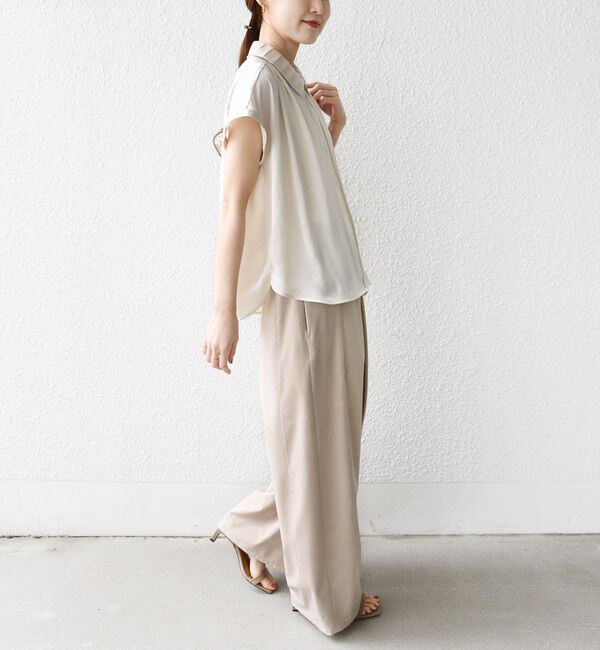 SHIPS for women「《予約》【WEB限定】〈手洗い可能〉ヴィンテージ サテン 襟 タック デザイン ブラウス」|シャツ・ブラウス|