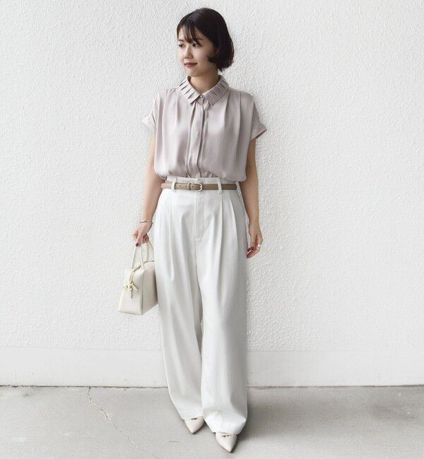 SHIPS for women「《予約》【WEB限定】〈手洗い可能〉ヴィンテージ サテン 襟 タック デザイン ブラウス」|シャツ・ブラウス|