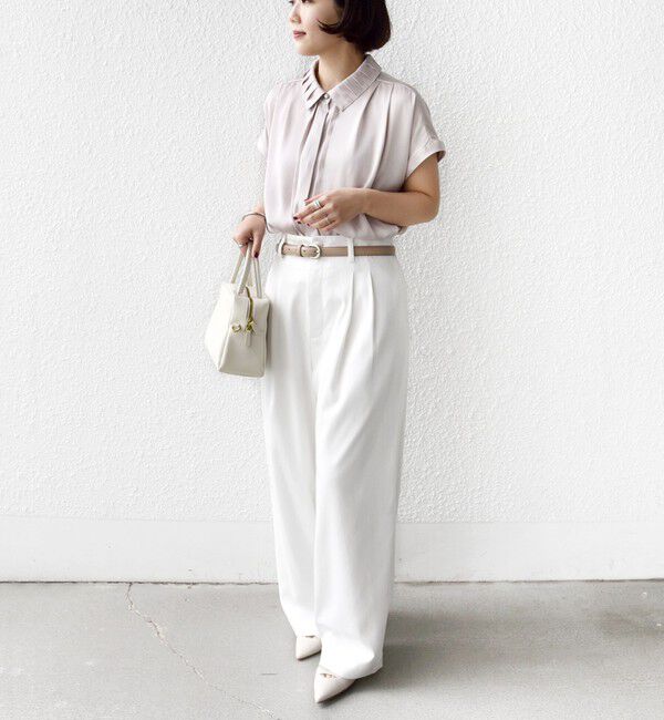 SHIPS for women「《予約》【WEB限定】〈手洗い可能〉ヴィンテージ サテン 襟 タック デザイン ブラウス」|シャツ・ブラウス|