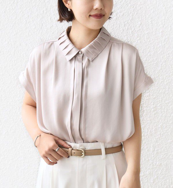 SHIPS for women「《予約》【WEB限定】〈手洗い可能〉ヴィンテージ サテン 襟 タック デザイン ブラウス」|シャツ・ブラウス|