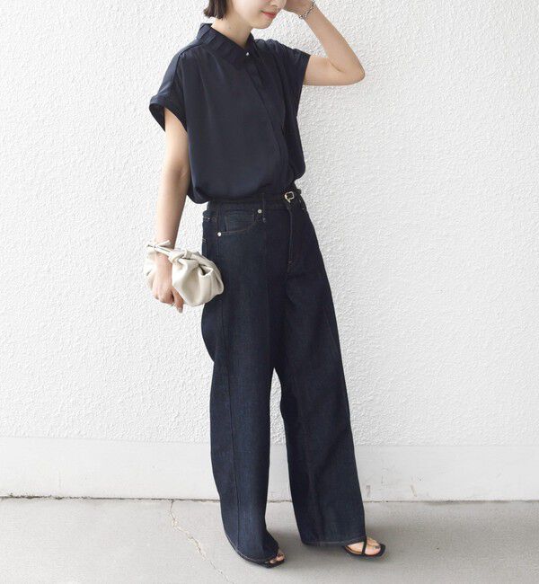 SHIPS for women「《予約》【WEB限定】〈手洗い可能〉ヴィンテージ サテン 襟 タック デザイン ブラウス」|シャツ・ブラウス|