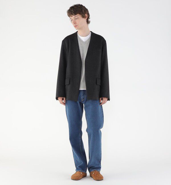 GALERIE VIE「スムースビーバー カラーレスジャケット」|ノーカラージャケット|