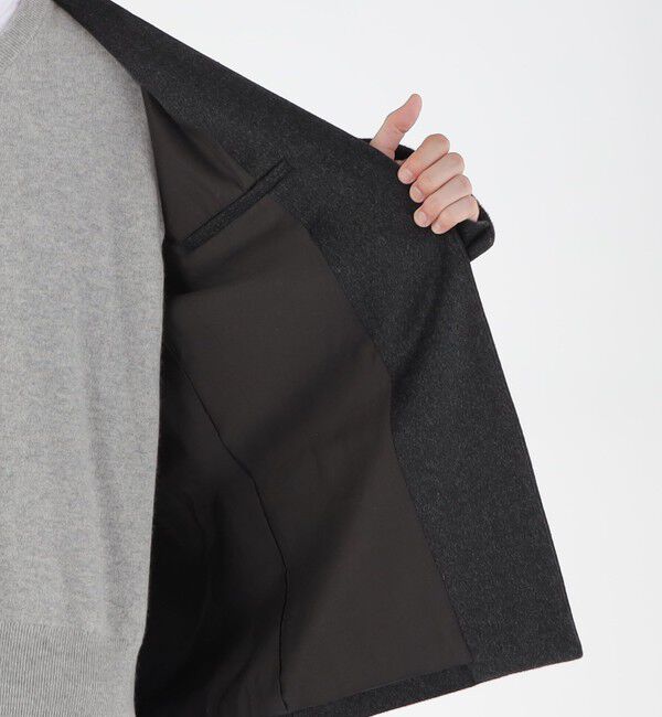 GALERIE VIE「スムースビーバー カラーレスジャケット」|ノーカラージャケット|