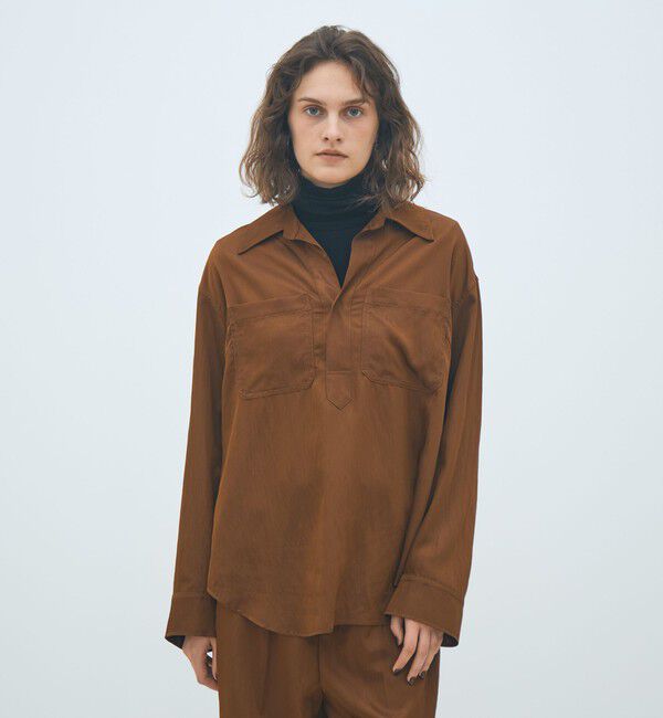 MACPHEE「レーヨンナイロンカルゼ スキッパーシャツ」|シャツ・ブラウス|