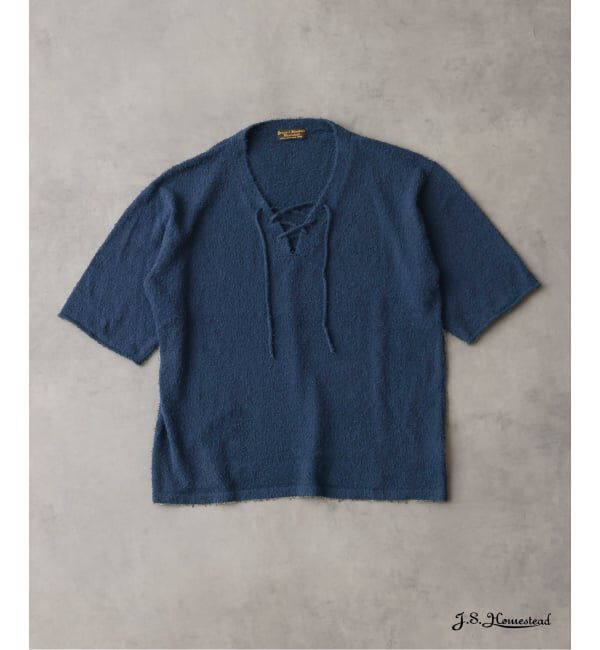 J.S.Homestead「《予約》J.S.Homestead / レース アップ ビアード ニット」|ニット・セーター|ネイビー