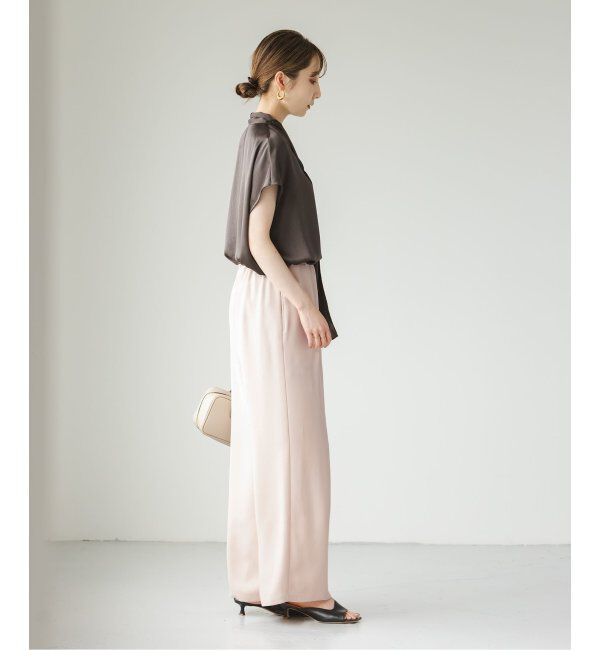 NOBLE「【洗える】ライトジョーゼットドレープパンツ」|スラックス|