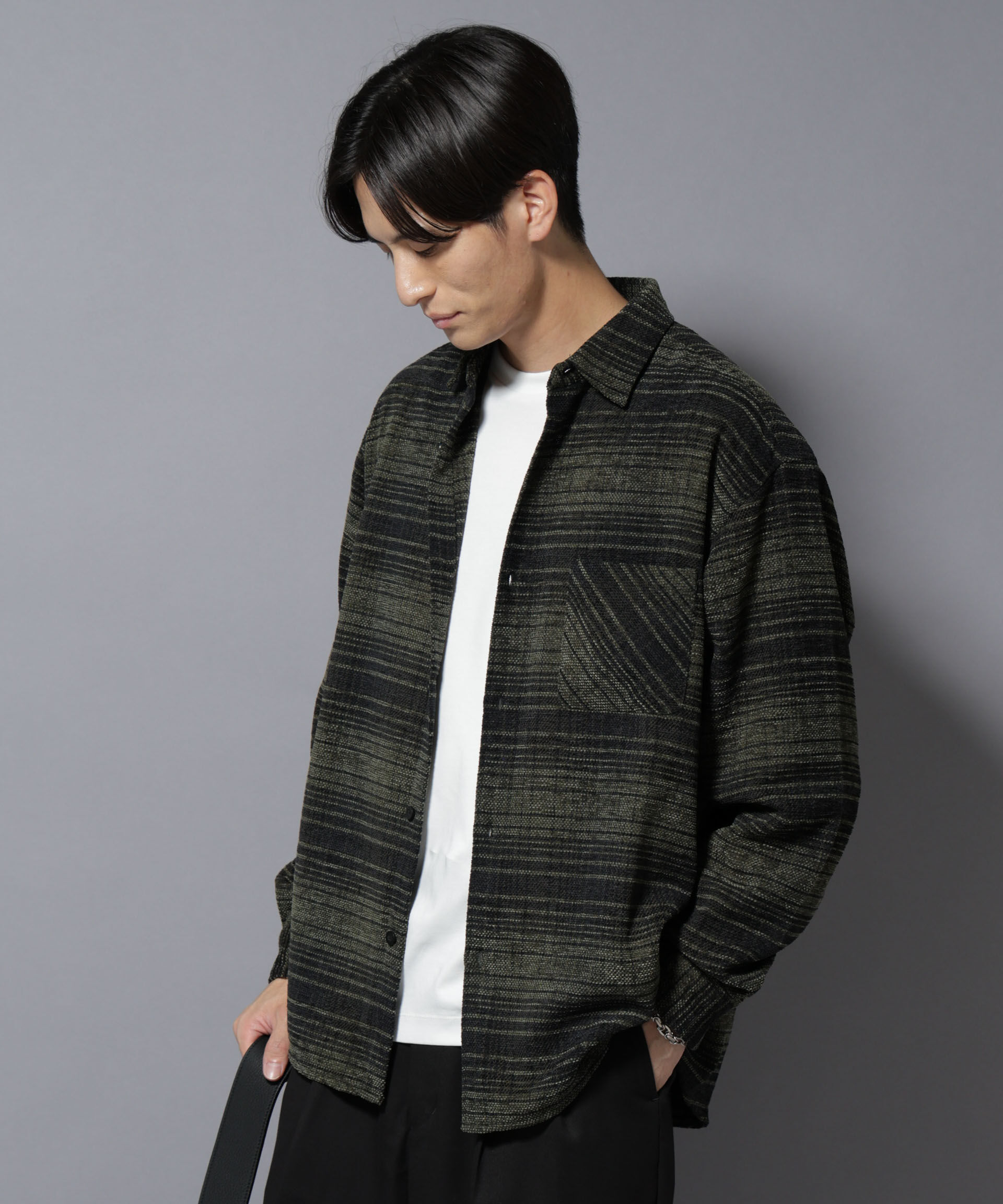 nano･universe「モールチェックシャツ 長袖」|シャツ・ブラウス|D.グリーン1