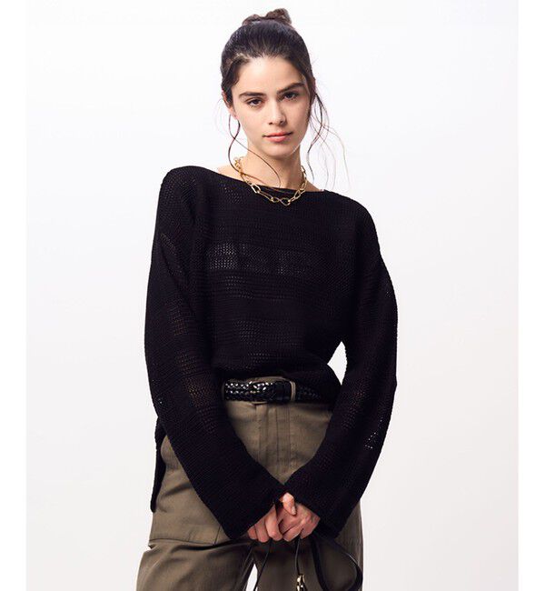 23区「【洗える】レーシーコットンコード ニット」|ニット・セーター|ブラック系