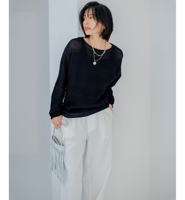 23区「【洗える】レーシーコットンコード ニット」|ニット・セーター|