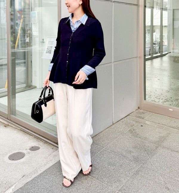 NOLLEY'S sophi「《手洗い可能》リブフレアスキッパーポロ襟カーディガン」|カーディガン|