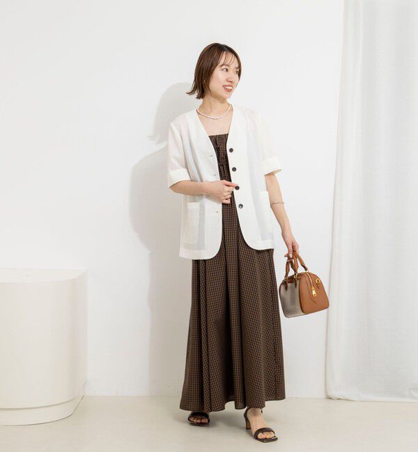 NOLLEY'S「ウォッシャブル高機能半袖ジャケット」|ノーカラージャケット|