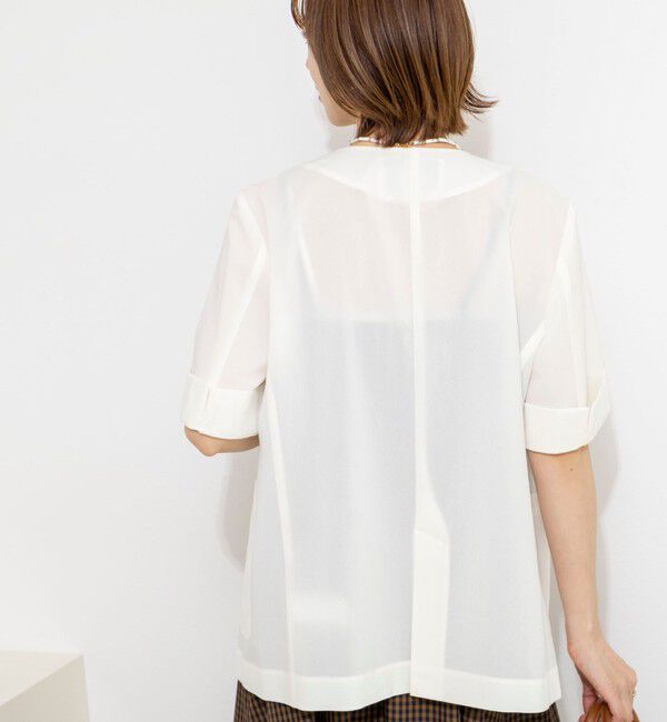 NOLLEY'S「ウォッシャブル高機能半袖ジャケット」|ノーカラージャケット|