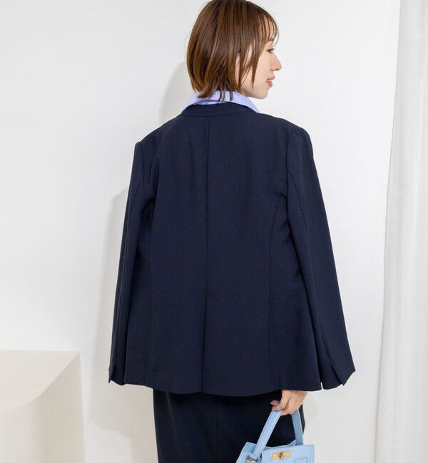 NOLLEY'S「《セットアップ対応》ストレッチツイルVネックジャケット」|ノーカラージャケット|