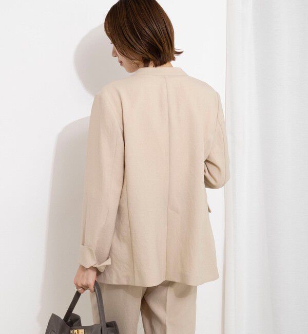 NOLLEY'S「《セットアップ対応》ストレッチツイルVネックジャケット」|ノーカラージャケット|