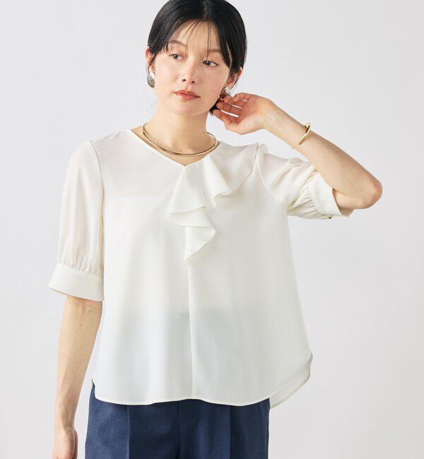NOLLEY'S sophi「ウォッシャブルジョーゼットアシメラッフルブラウス」|シャツ・ブラウス|