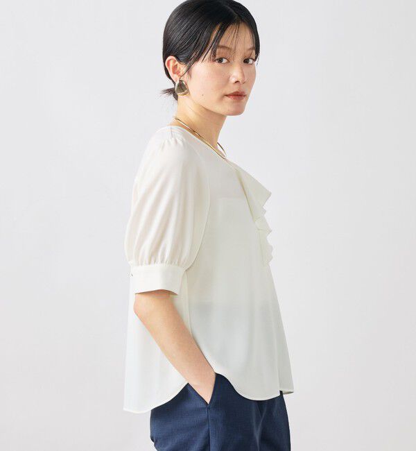 NOLLEY'S sophi「ウォッシャブルジョーゼットアシメラッフルブラウス」|シャツ・ブラウス|