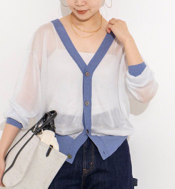 Rie Miller「シアー2WAYカーディガン星インターシャ」|カーディガン|サックス