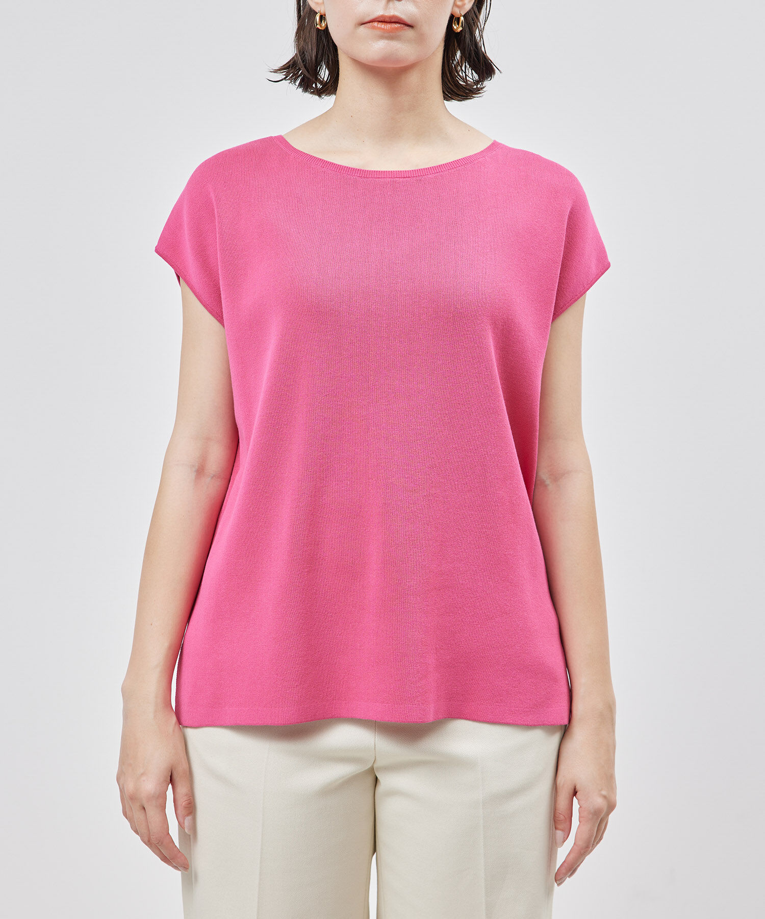 ROPE「【洗える】【接触冷感】ICE COTTONアームレットニットトップス【雑誌/メディア掲載】」|ニット・セーター|