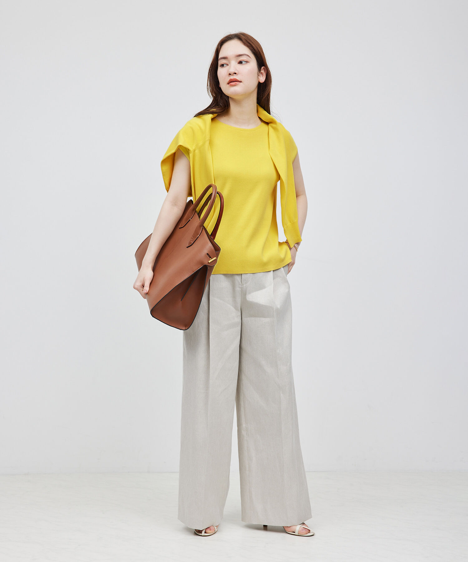 ROPE「【洗える】【接触冷感】ICE COTTONアームレットニットトップス【雑誌/メディア掲載】」|ニット・セーター|