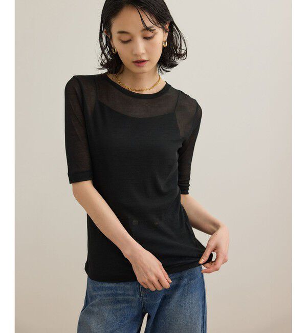 ROPE「シアーフライス5分袖プルオーバー」|Tシャツ・カットソー|