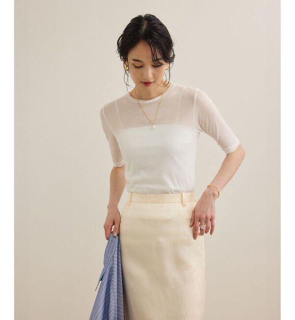 ROPE「シアーフライス5分袖プルオーバー」|Tシャツ・カットソー|