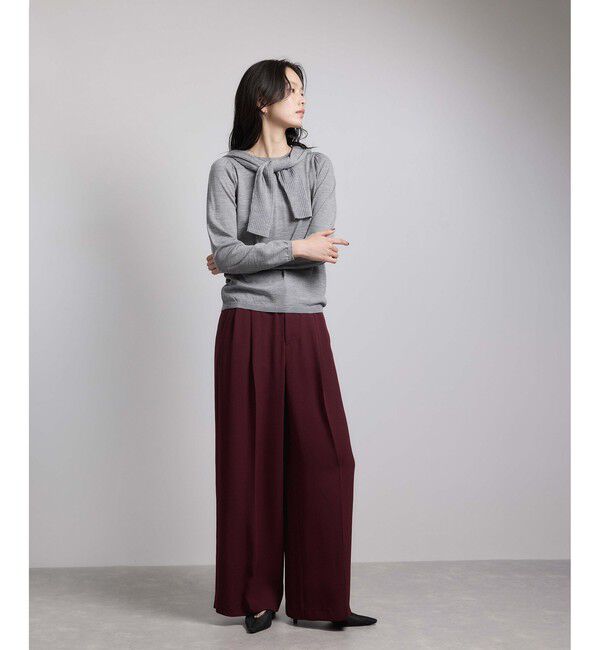 ROPE「袖ギャザークルーネックニットプルオーバー/イージーケア」|ニット・セーター|