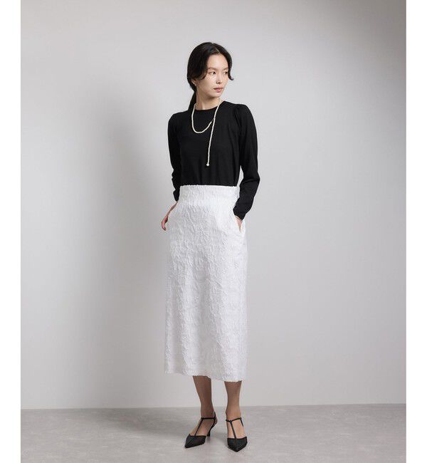 ROPE「袖ギャザークルーネックニットプルオーバー/イージーケア」|ニット・セーター|