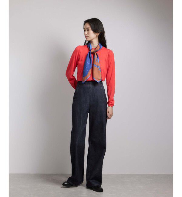 ROPE「袖ギャザークルーネックニットプルオーバー/イージーケア」|ニット・セーター|