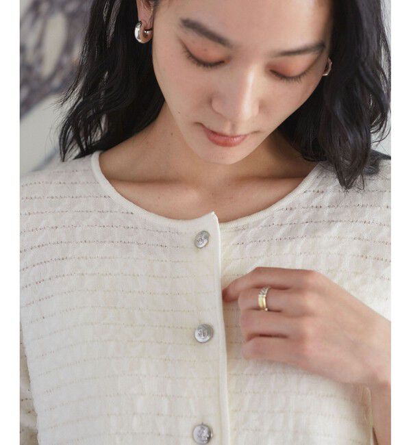 VIS「オーガンジーメタルボタンニットカーディガン」|カーディガン|