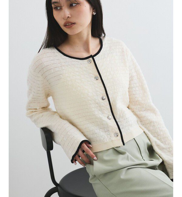 VIS「オーガンジーメタルボタンニットカーディガン」|カーディガン|