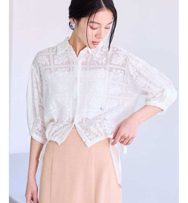 VIS「ドロストボリュームスリーブシャツ（レース・無地）」|シャツ・ブラウス|